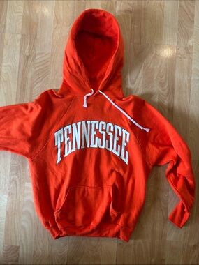 Men's Crewneck Hoodie Sweatshirt in Bright Orange with Tennessee Graphic